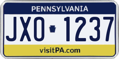 PA license plate JXO1237