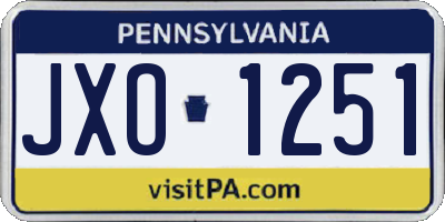 PA license plate JXO1251