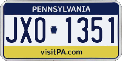 PA license plate JXO1351
