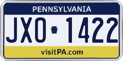 PA license plate JXO1422