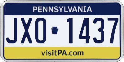 PA license plate JXO1437