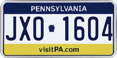 PA license plate JXO1604