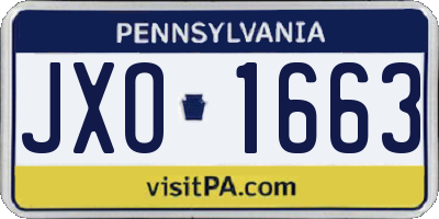 PA license plate JXO1663