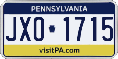 PA license plate JXO1715