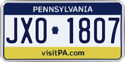 PA license plate JXO1807