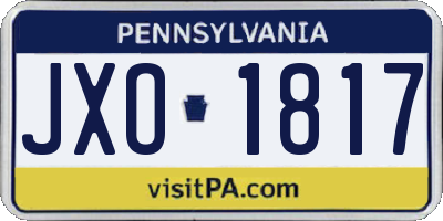 PA license plate JXO1817