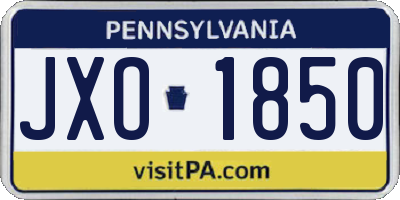PA license plate JXO1850