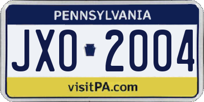 PA license plate JXO2004