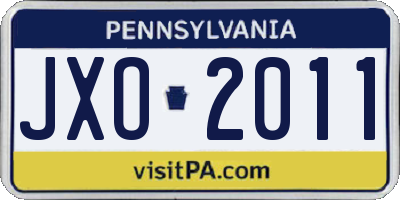 PA license plate JXO2011