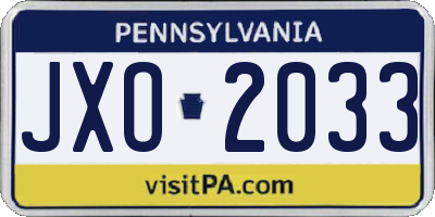 PA license plate JXO2033