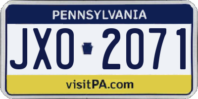 PA license plate JXO2071