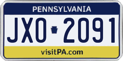 PA license plate JXO2091