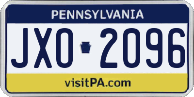 PA license plate JXO2096