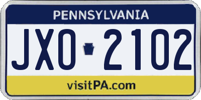 PA license plate JXO2102