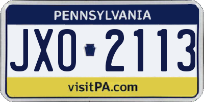 PA license plate JXO2113