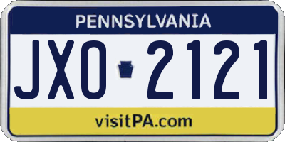 PA license plate JXO2121
