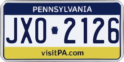 PA license plate JXO2126