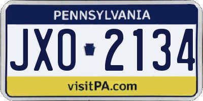 PA license plate JXO2134