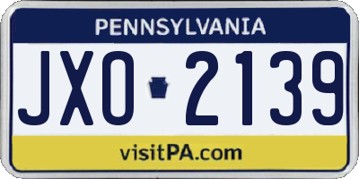 PA license plate JXO2139