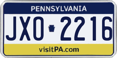 PA license plate JXO2216