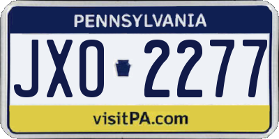 PA license plate JXO2277