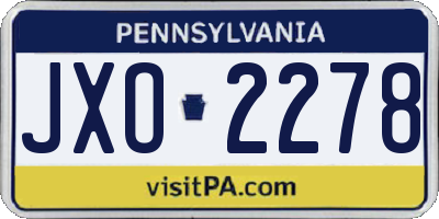 PA license plate JXO2278