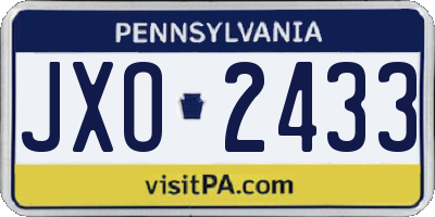 PA license plate JXO2433