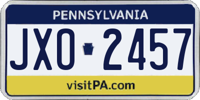 PA license plate JXO2457