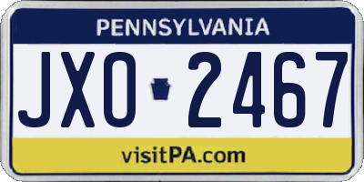 PA license plate JXO2467