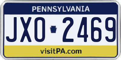 PA license plate JXO2469