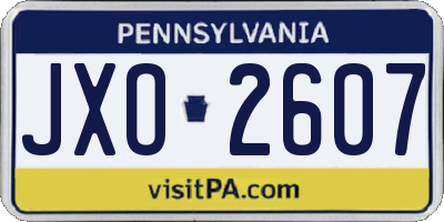 PA license plate JXO2607
