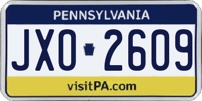 PA license plate JXO2609