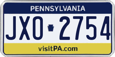PA license plate JXO2754