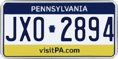 PA license plate JXO2894