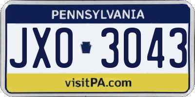 PA license plate JXO3043