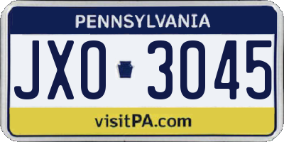 PA license plate JXO3045