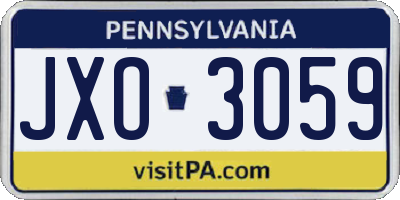 PA license plate JXO3059