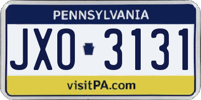 PA license plate JXO3131