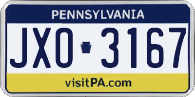 PA license plate JXO3167
