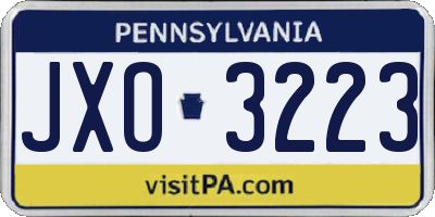 PA license plate JXO3223