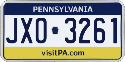 PA license plate JXO3261