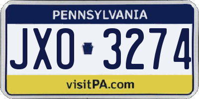 PA license plate JXO3274