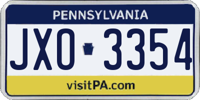 PA license plate JXO3354