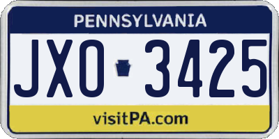 PA license plate JXO3425