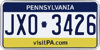 PA license plate JXO3426