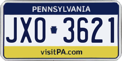 PA license plate JXO3621