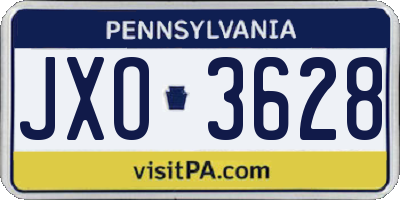 PA license plate JXO3628