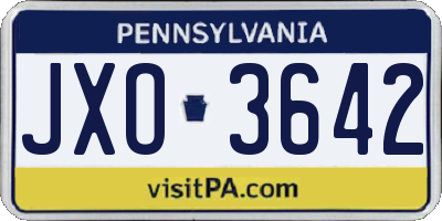 PA license plate JXO3642
