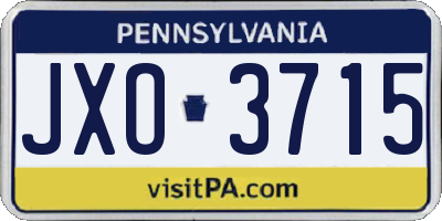PA license plate JXO3715