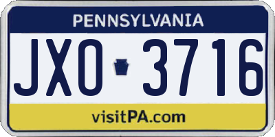 PA license plate JXO3716